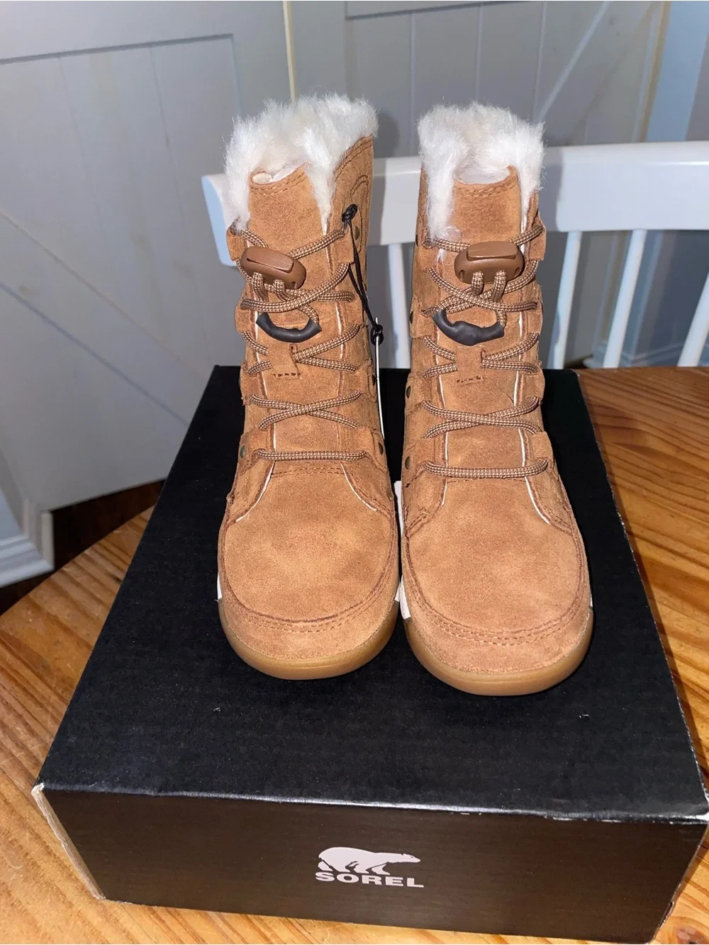 Sorel Whitney II Joan Lace Boots In Velvet Tan/chalk Kids Sz 12 NWB